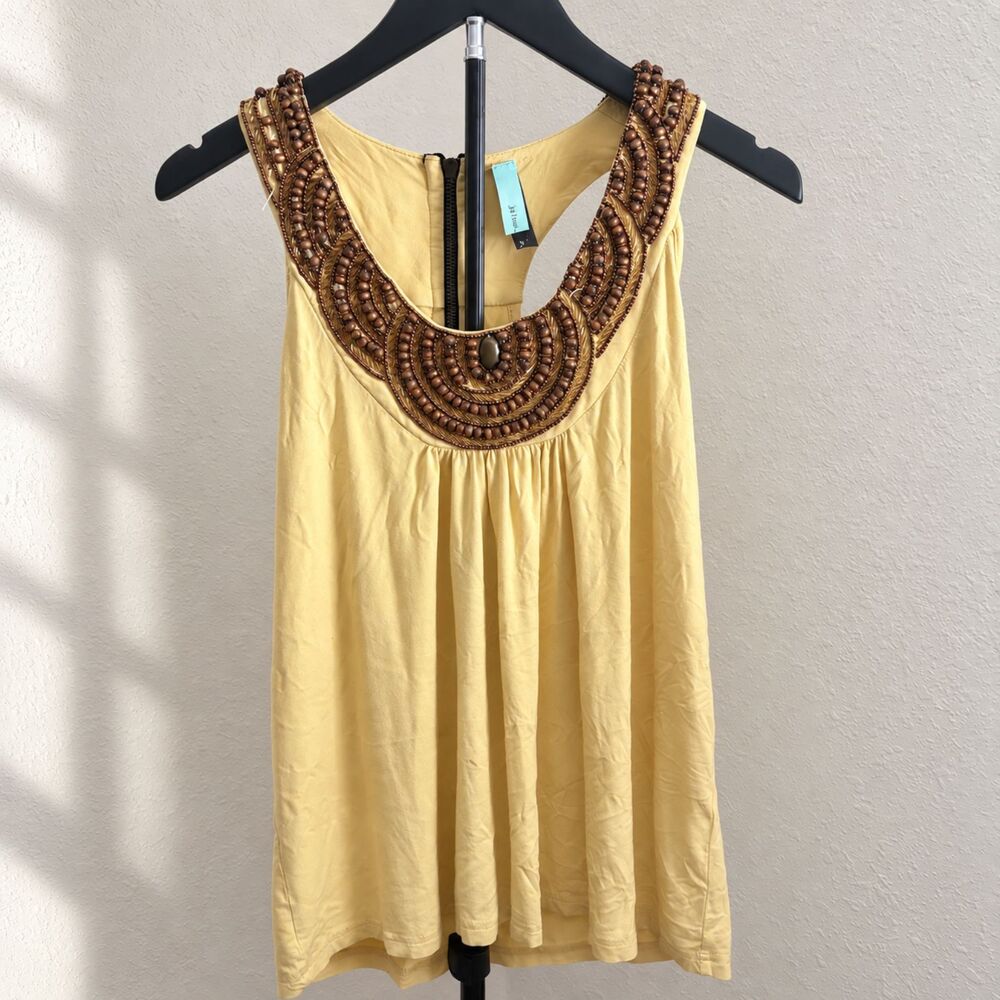 Y2K Boho Jaloux Beaded Wood Bead Tank Top